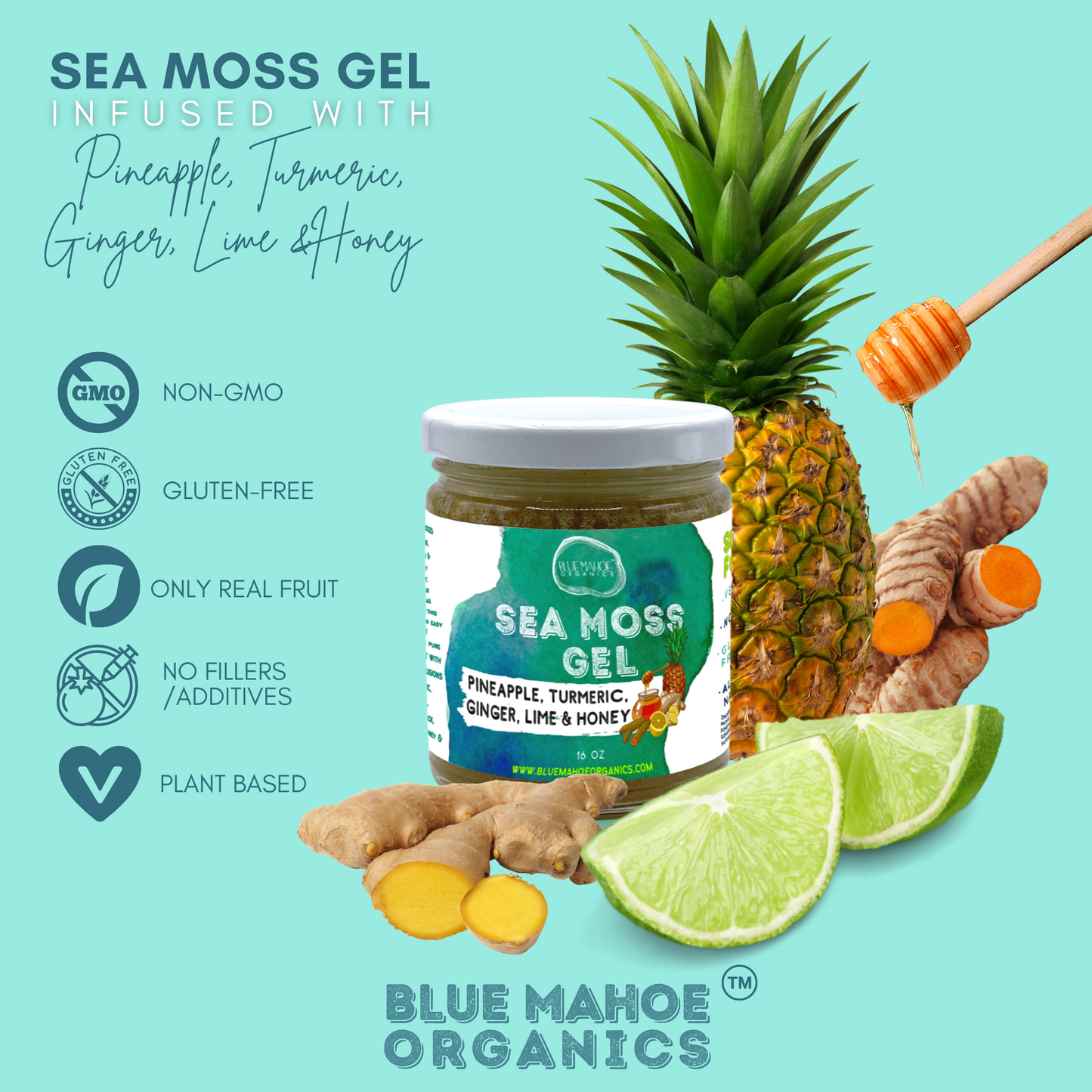 Pineapple, Turmeric, Ginger, Lime & Honey Sea Moss Gel🍯