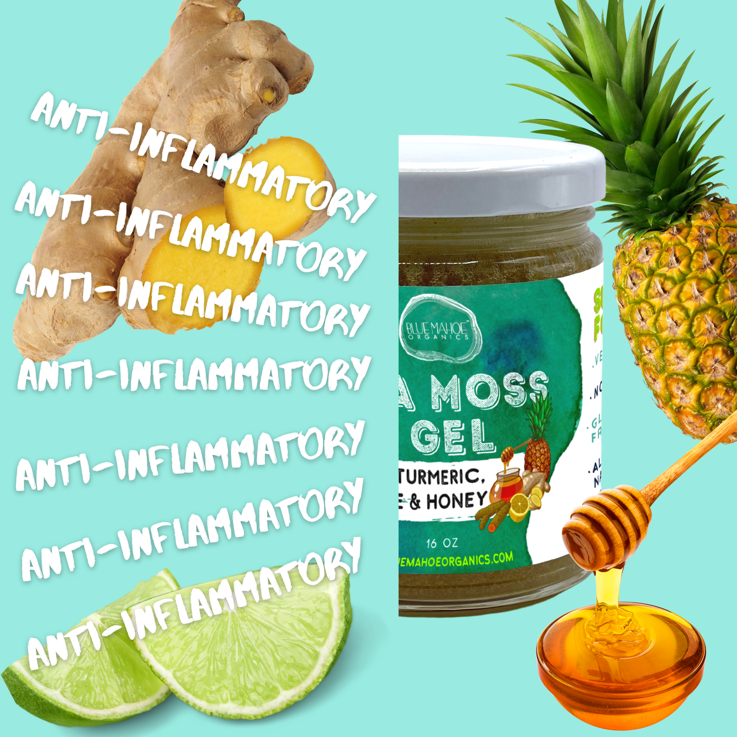 Pineapple, Turmeric, Ginger, Lime & Honey Sea Moss Gel🍯