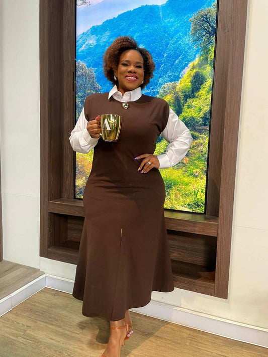 Kokobella Crew Neck Brooch Detail Dress