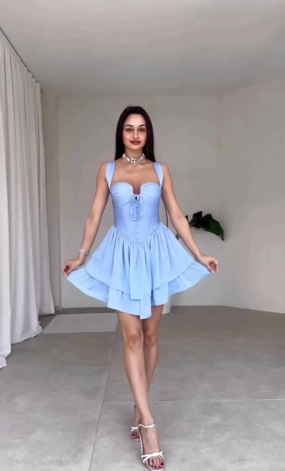 Val Bustier Two-Tier Mini Dress