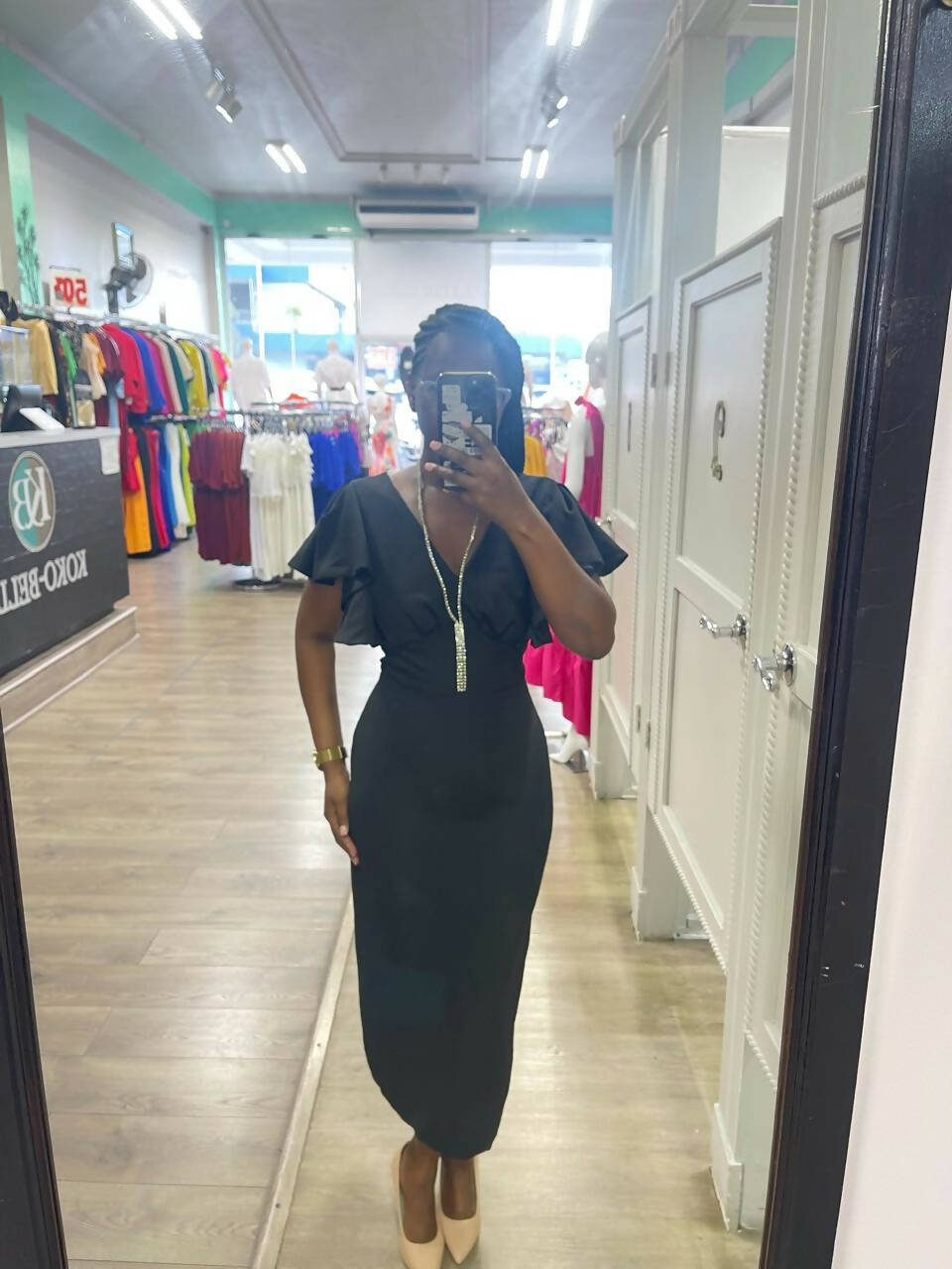 Kokobella V-Front Ruffle Short Sleeve Dress