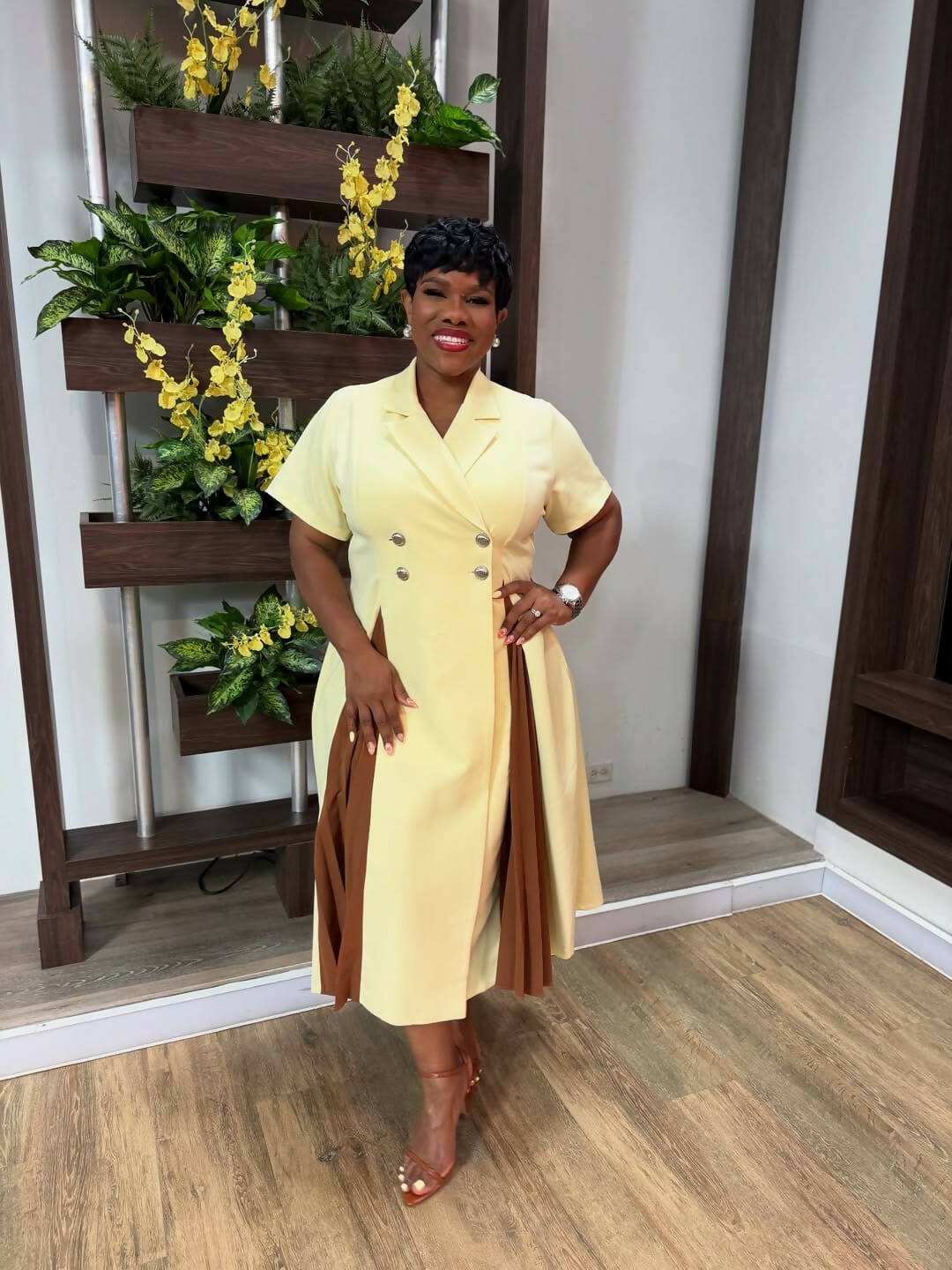 Kokobella Color Block Pleated Detail Dress