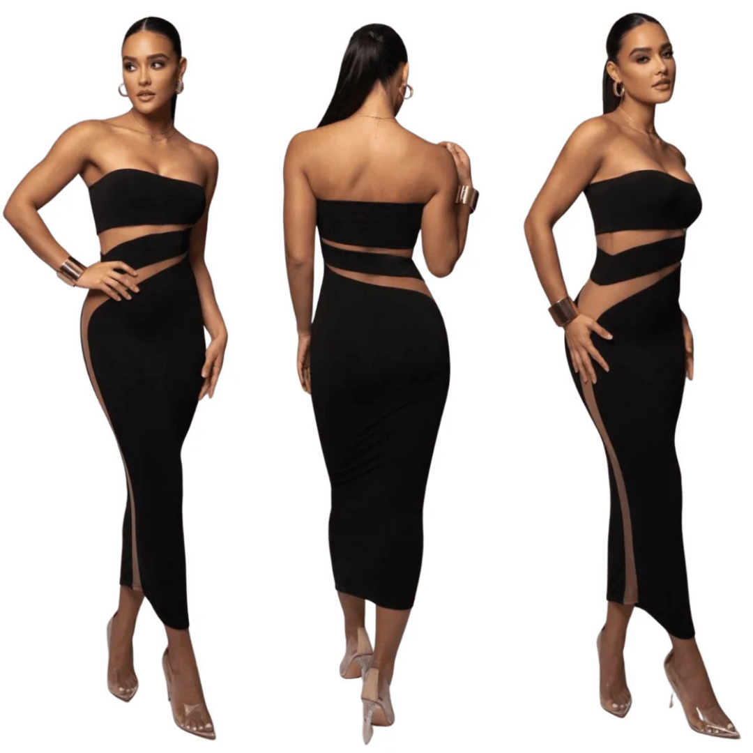 Ida Mesh Panel Midi Dress
