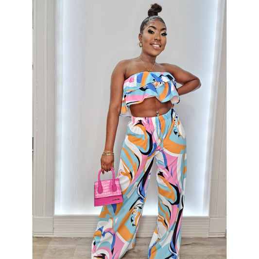 Vee Pucci Print Pant Set