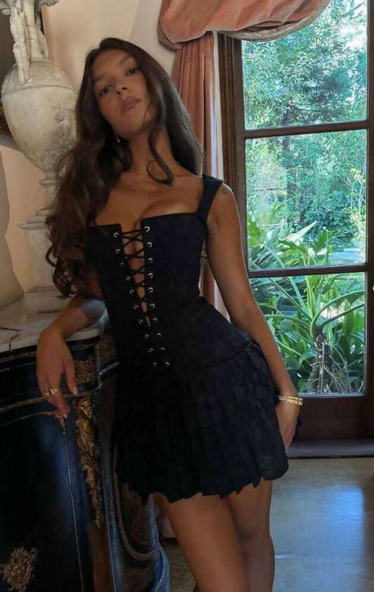 Angie Lace-Up Bustier Mini Dress