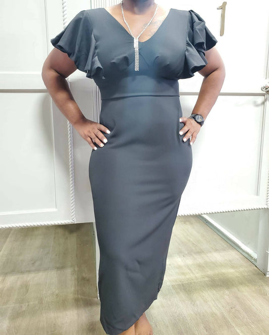 Kokobella V-Front Ruffle Short Sleeve Dress