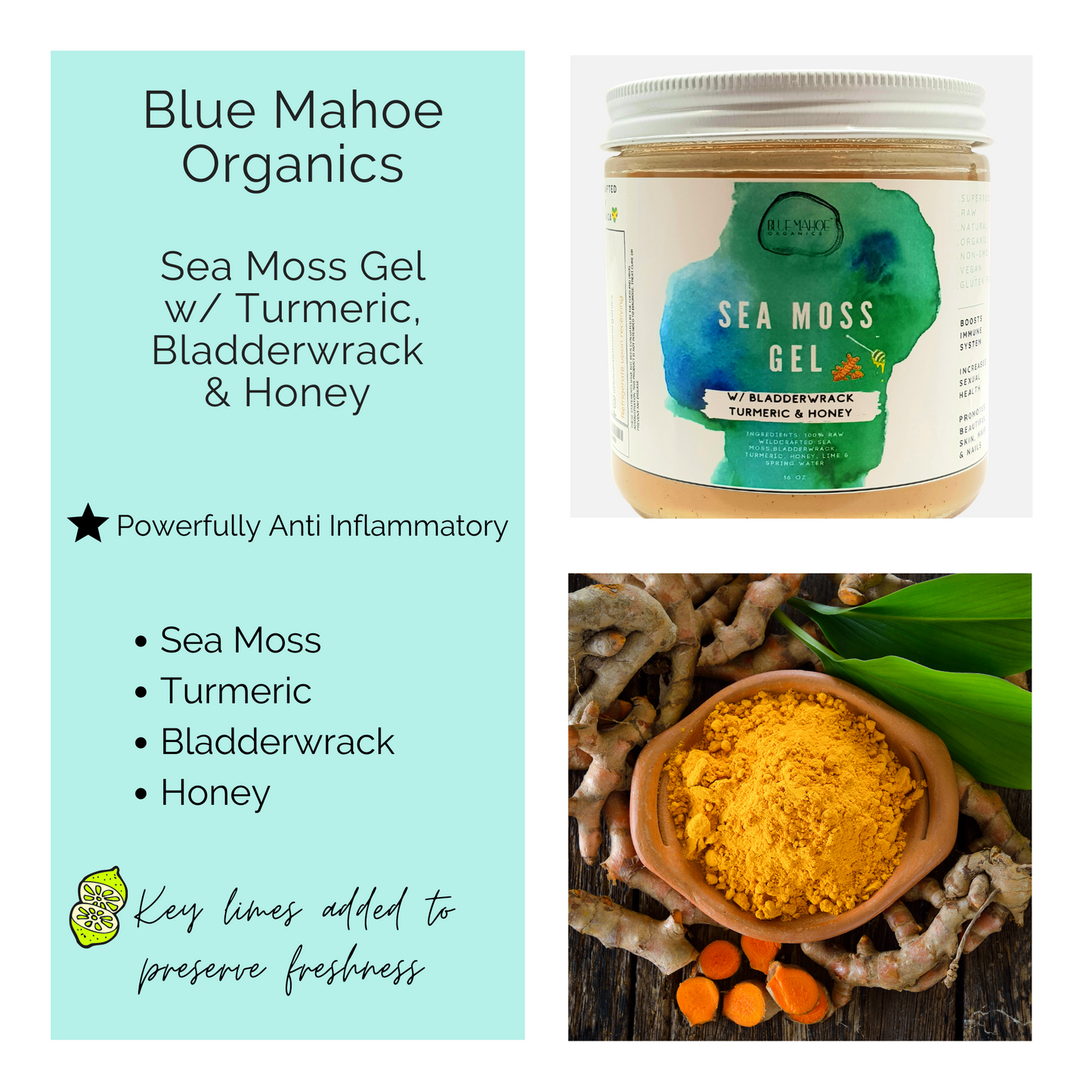 Turmeric, Bladderwrack & Honey Sea Moss Gel🍯