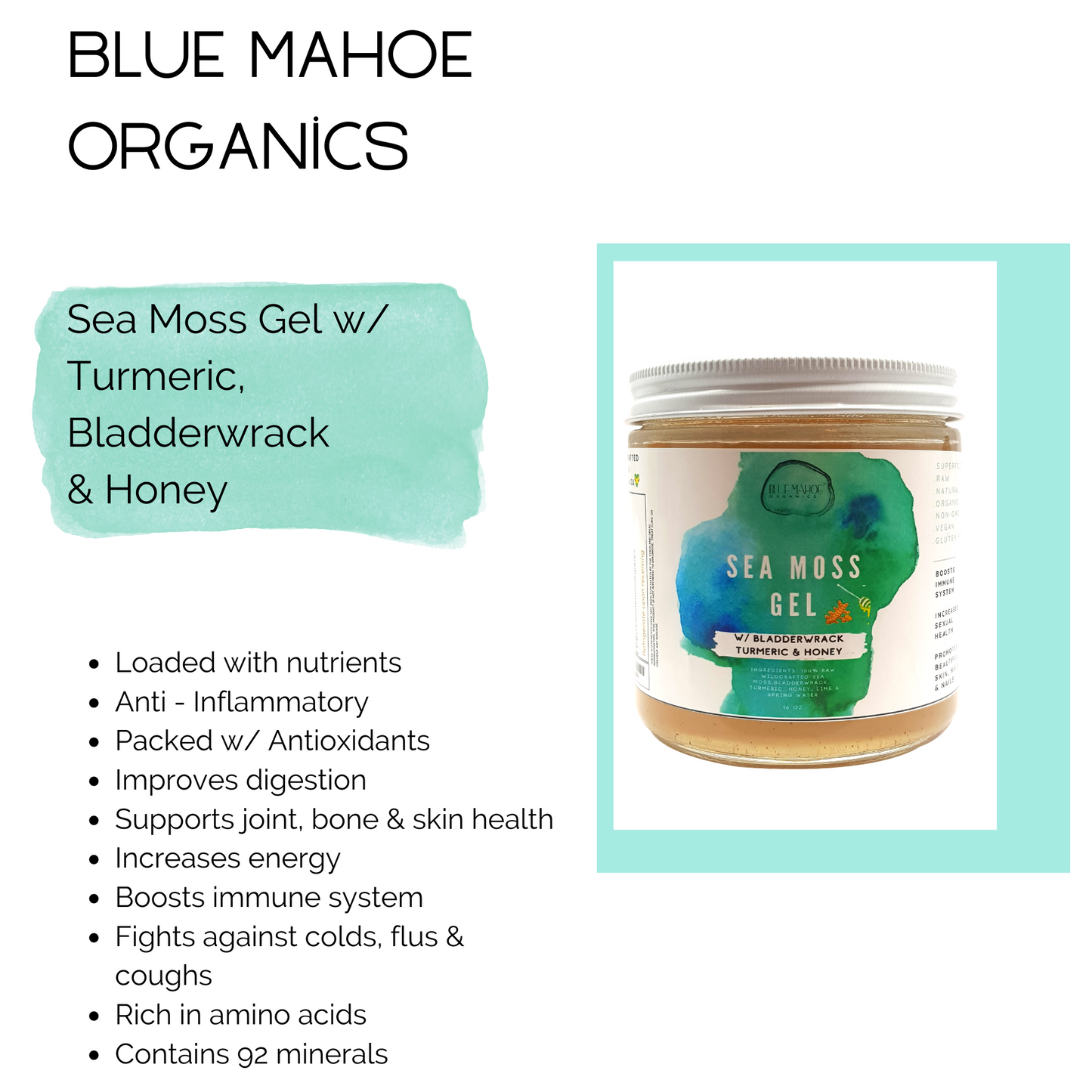 Turmeric, Bladderwrack & Honey Sea Moss Gel🍯