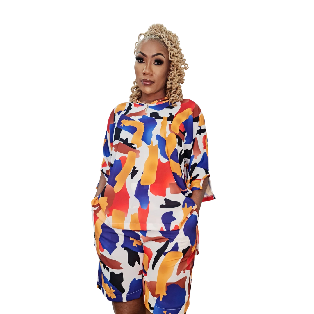 Sylvia Abstract Print Short Set