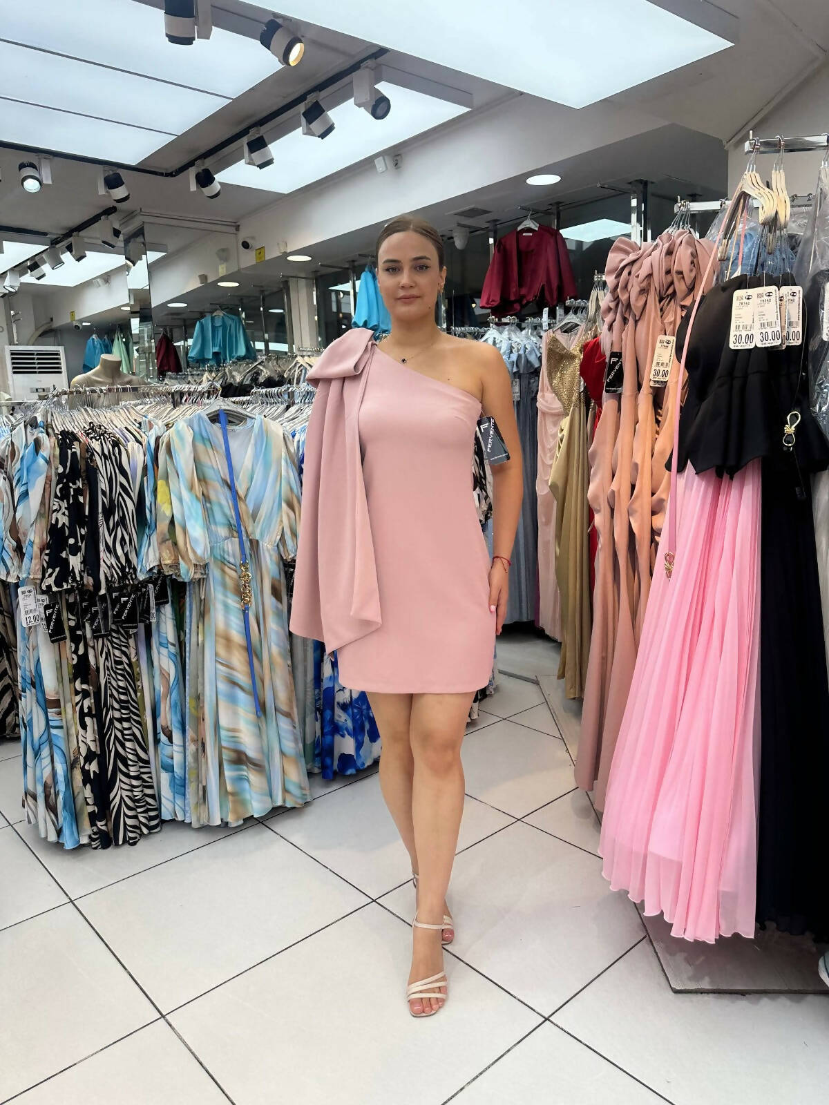 Kokobella One Shoulder Bow Mod Mini Dress