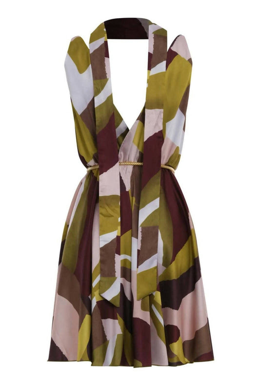 Kokobella Spaghetti Strap V Neck Belted Dress