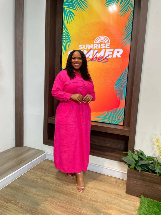 Kokobella Linen Long Sleeve Draw String Dress