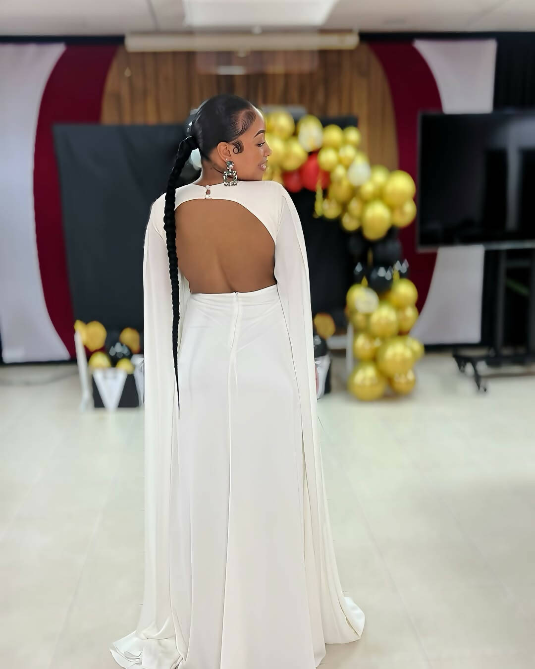 Kokobella Shawl Sleeve Jewel Clasp Gown