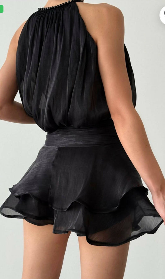 Jazz Beaded High-Neck Mini Dress