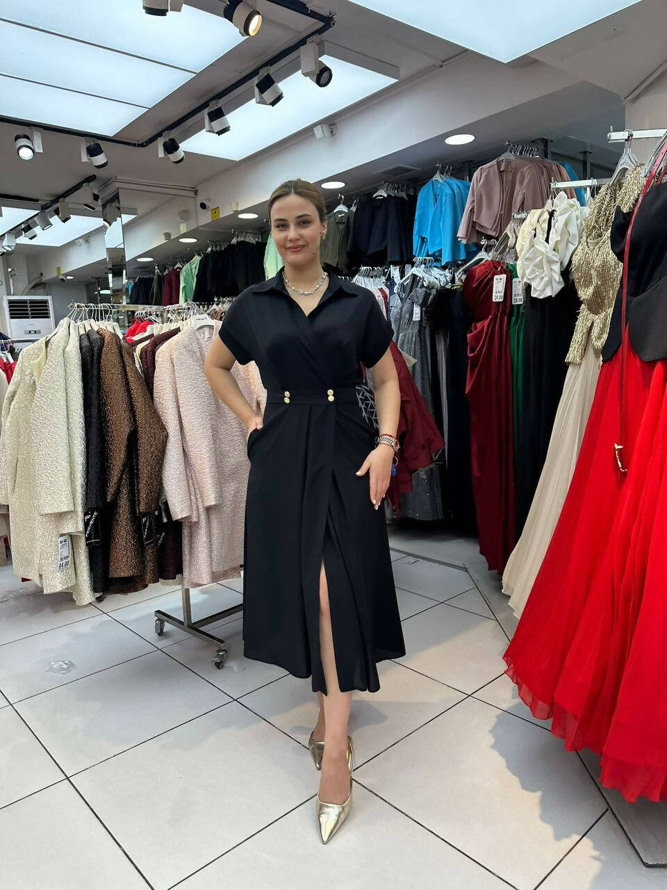 Kokobella Front Wrap Double Button Dress