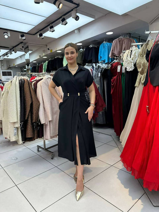 Kokobella Front Wrap Double Button Dress