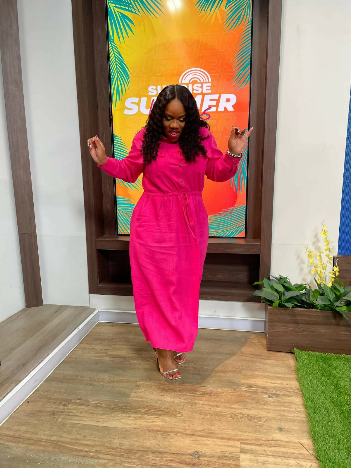 Kokobella Linen Long Sleeve Draw String Dress