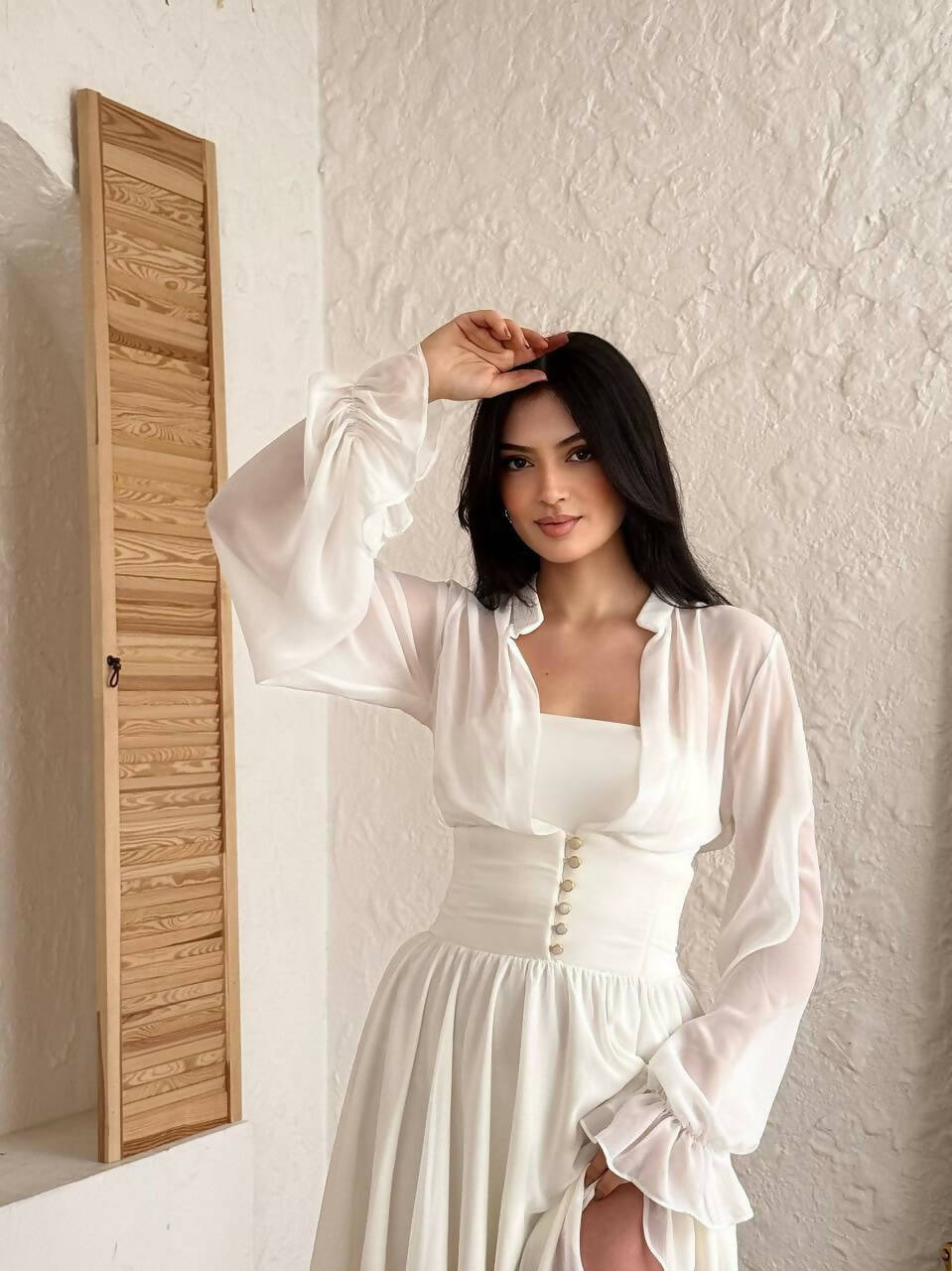 Snow Dress with Gold Button Details