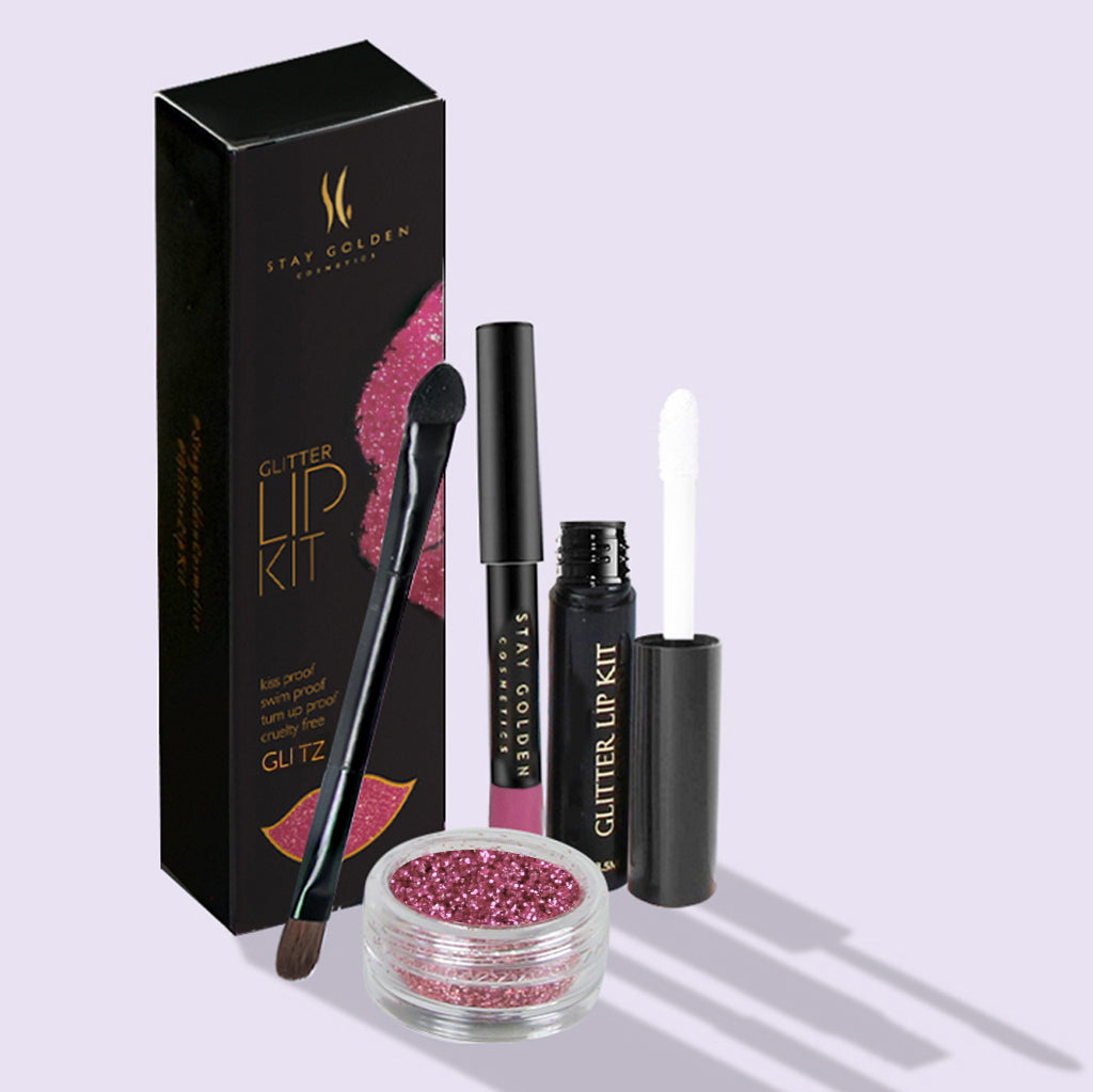 Glitz Glitter Lip Kit, Glitter lipstick, Glitter lips, Lip glitter, Stay Golden Cosmetics, Pink Glitter Lip Kit
