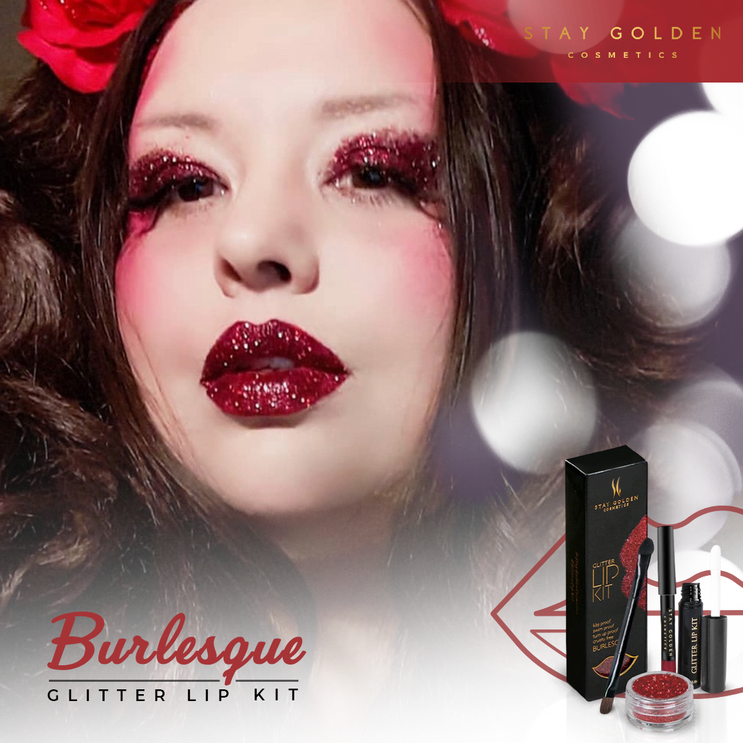 fb-feed, Burlesque Glitter Lip Kit, Glitter lip kit, Glitter lips, Lip glitter, Glittery lips, Stay Golden Cosmetics, Red glitter lipstick