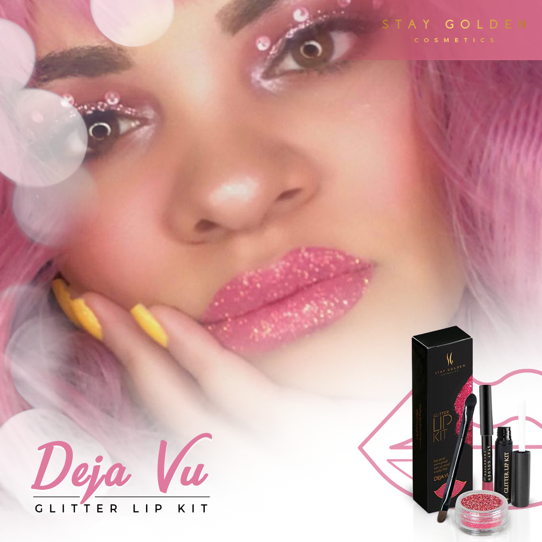 fb-feed, Deja Vu Glitter Lip Kit, Glitter lipstick, Glitter lips, Lip glitter, Stay Golden Cosmetics, Pink Glitter Lip Kit
